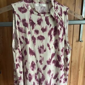 Alfani Red and Purple Sleeveless Graphic Blouse